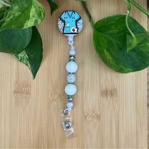 💉✨ Medical-Themed Bling & Silicone Beaded Retractable ID Badge Holder 🩺